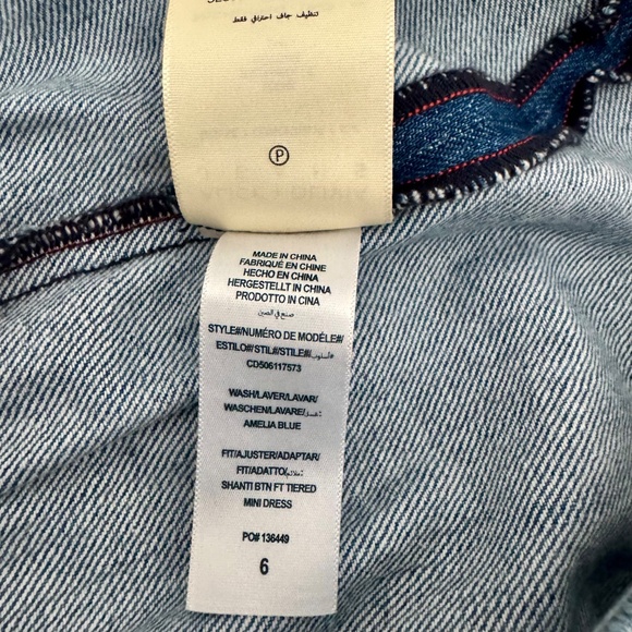 New Alice & Olivia Jeans Denim Dress Shanti Mini Tiered Women's Size 6 B - Picture 10 of 10